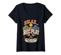 Mujer Relájate Es Rec Jugar Nadie Recibiendo Drafted Retro Pickleball Camiseta Cuello V