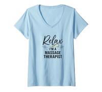 Mujer Relax I'm a Massage Therapist Minimal Hands Graphic Camiseta Cuello V