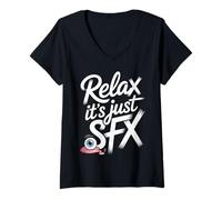 Mujer Relax It's Just SFX Makeup Artist Work Movie Film - Camiseta Cuello V