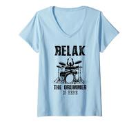Mujer Relax The Drummer Is Here Drum Funny Drummer Hombres Mujeres Camiseta Cuello V