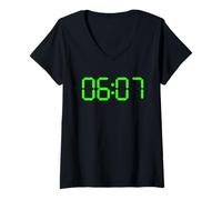 Mujer Reloj Despertador Six Seven Time Camiseta Cuello V