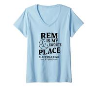 Mujer REM es mi Lugar Favorito Sleepmaxxing Design Camiseta Cuello V