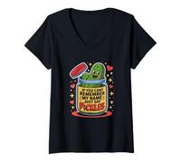 Mujer Remember Name Just Say Pickles Cartoon Veggie Joke with Cute Camiseta Cuello V