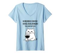 Mujer Remember When I Asked Your Opinion Funny Cat Camiseta Cuello V