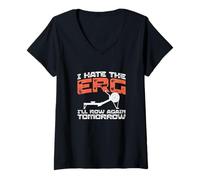 Mujer Remo Divertido con Texto en inglés I Hate The Erg I'Ll Row Again Tomorrow Camiseta Cuello V