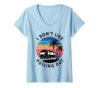 Mujer Remolque de Viaje Retro RV Camper I Don't Like Pull out Camiseta Cuello V