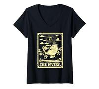 Mujer REN and Stimpy The Lovers Tarot Card Design Funny Cartoon Camiseta Cuello V