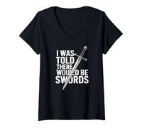 Mujer REN Faire Me dijeron Que habría Espadas Camiseta Cuello V