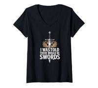 Mujer REN Faire Me dijeron Que habría Espadas Camiseta Cuello V