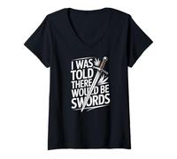 Mujer REN Faire Me dijeron Que habría Espadas Camiseta Cuello V
