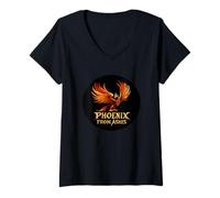 Mujer Renacer en fuego como un verdadero atuendo de fénix Camiseta Cuello V