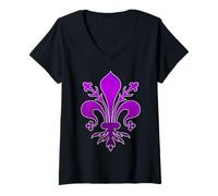 Mujer Renaissance Medici Italian Family Lily in Florence Purple Camiseta Cuello V