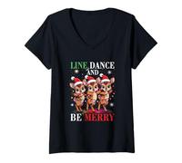 Mujer Reno Line s Dance and Be s Merry Christmas Dancing Camiseta Cuello V