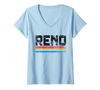 Mujer Reno Nevada Ciudad Natal mudándose a Reno Nevada Amigo Regalo Camiseta Cuello V