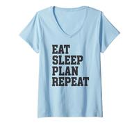 Mujer Repetir el Plan de Comer sueño Camiseta Cuello V