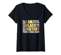 Mujer Represento la Diversidad de melanina de la Historia Negra Camiseta Cuello V