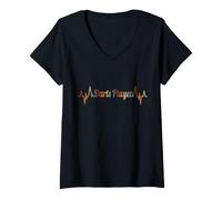 Mujer Reproductor de Dardos Heartbeat Vintage ECG cardiograma Retro Camiseta Cuello V