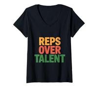 Mujer Reps Over Talent Mentalidad de Ejercicio físico - Camiseta Cuello V