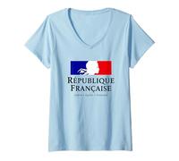 Mujer República Francesa Marianne Liberty Igualdad Fraternidad Pila Camiseta Cuello V