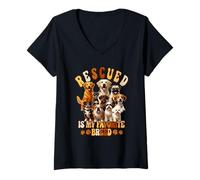 Mujer Rescatado es mi Amante Favorito de los Perros de Rescate de Animales Camiseta Cuello V