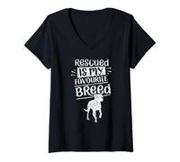 Mujer Rescatado es mi Raza Favorita Rescatando Perros de Rescate Camiseta Cuello V