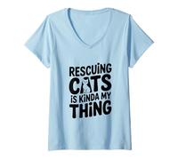 Mujer Rescatar Gatos es Algo mío Amante de los Gatos Camiseta Cuello V