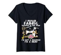 Mujer Rescato Telas atrapadas en la Tienda de colchas No Soy un acaparador Camiseta Cuello V