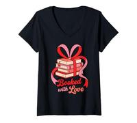 Mujer Reservado con Love Romantic ReaderQuote Amante de los Libros de San Valentín Camiseta Cuello V