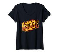 Mujer Resiliencia Llamas Motivacionales Bombero Bombero Hombres Mujeres Camiseta Cuello V