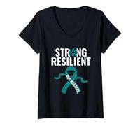 Mujer Resiliente Fuerte - Conciencia De Toc Camiseta Cuello V