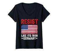Mujer Resist Like It's 1938 Alemania Historical Germany USA Flag Camiseta Cuello V