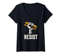 Mujer Resist Sandwich Activism Protest Fist Camiseta Cuello V
