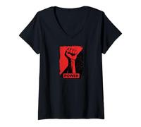 Mujer Resist Star Power Revolution Rebellion Retro Black Camiseta Cuello V