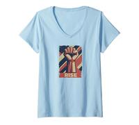 Mujer Resist Star Revolution Rebellion Retro Black Camiseta Cuello V