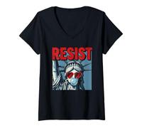 Mujer Resist Statue Liberty Bubblegum Protest Equality Camiseta Cuello V