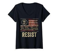 Mujer Resist Trumpf Protesta Bandera Anti Política We The People 8647 Camiseta Cuello V