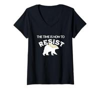 Mujer Resista, salve nuestros parques, todos los parques nacionales de EE. UU., Bear Forest Camiseta Cuello V