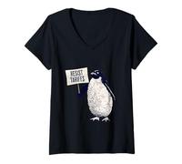 Mujer Resiste aranceles Penguin Protesta Activismo Antiarancelario Divertido Camiseta Cuello V