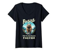 Mujer Resistir Sólo Usted Puede Prevenir el Fascismo Salvar Nuestros Parques Nacionales Camiseta Cuello V