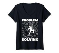 Mujer Resolución de Problemas Matemáticas Escalador Escalada Boulder Juego de Palabras Camiseta Cuello V