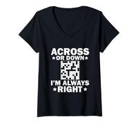 Mujer Resolviendo Rompecabezas - Crossword Puzzle Solucion Camiseta Cuello V