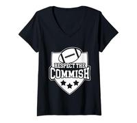 Mujer Respect The Commish - Fantasy Football, American USA Sports Camiseta Cuello V