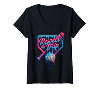 Mujer Respect The Drip Funny Baseball Camiseta Cuello V