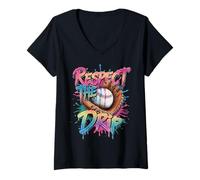 Mujer Respect The Drip - Guante de béisbol para jóvenes y niñas Camiseta Cuello V