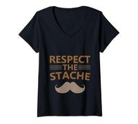Mujer Respect The Stache El Bigote Luce Encantador Camiseta Cuello V