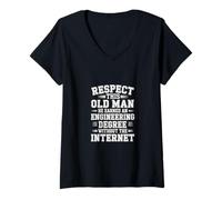 Mujer Respect This Old Man Engineering Without Internet - Camiseta Cuello V