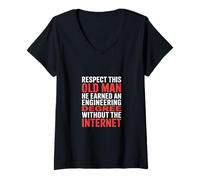 Mujer Respect This Old Man Engineering Without Internet - Camiseta Cuello V