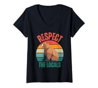 Mujer Respeta a los parques nacionales estadounidenses del oso de California Camiseta Cuello V