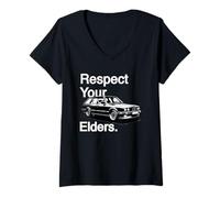 Mujer Respeta a tus mayores Vintage Euro E Thirty Touring Camiseta Cuello V