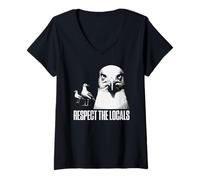 Mujer Respetar a Las gaviotas Locales | Funny Scary Food Stealers Camiseta Cuello V